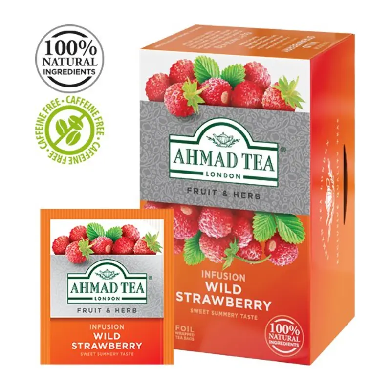 Чай AHMAD Herbal Tea Wild strawberry в фольгированных пакетиках 20x2 г