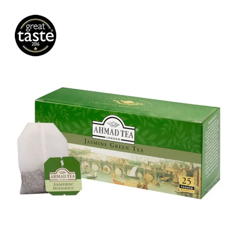Zaļā tēja ar jasmīna ziediem AHMAD Jasmine Green Tea maisiņos (25 gb  2 gr)