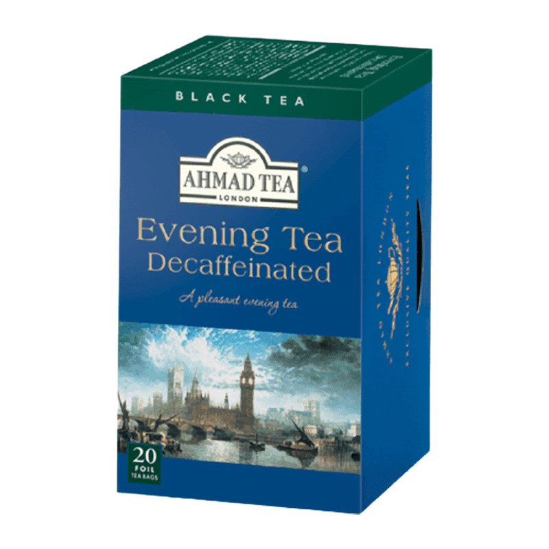 Melnā tēja AHMAD Evening Tea Decaffeinated, 20 folijas maisiņi, katrs 2 g