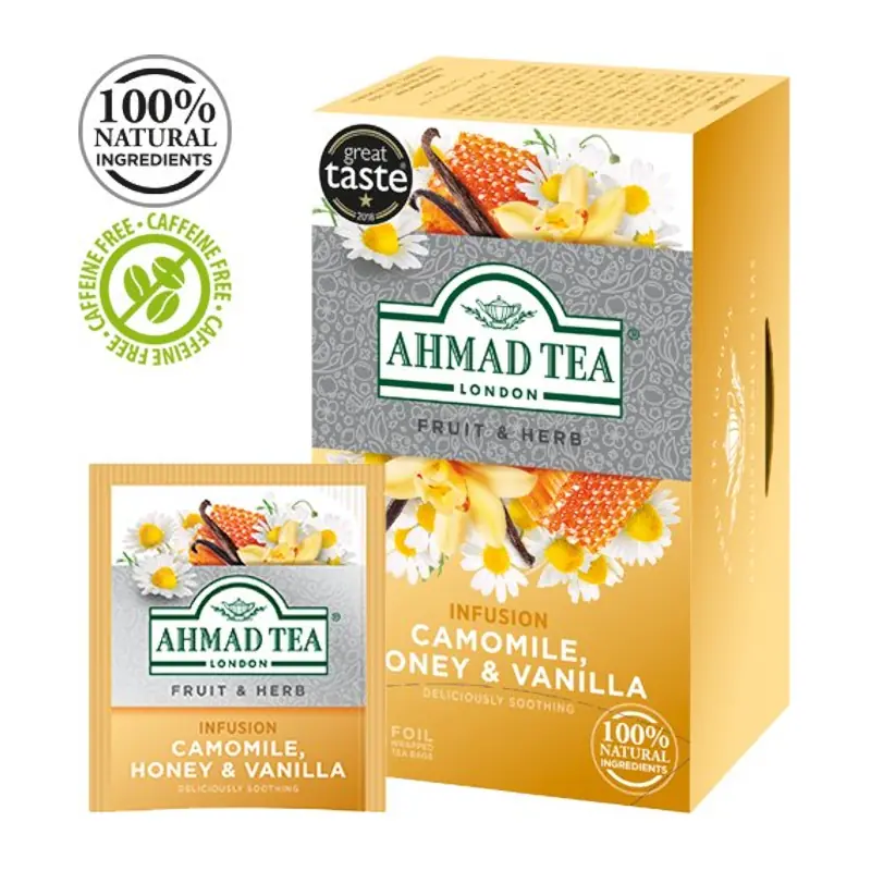 Травяной чай AHMAD Camomile, Honey & Vanilla Infusion в фольгированных пакетиках 20x2г