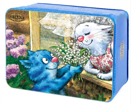 Чай чёрный цейлонский в коробке с рисунком Синие коты, Ландыши