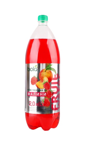 BiOLA Газированная фруктовая вода со вкусом персика и малины