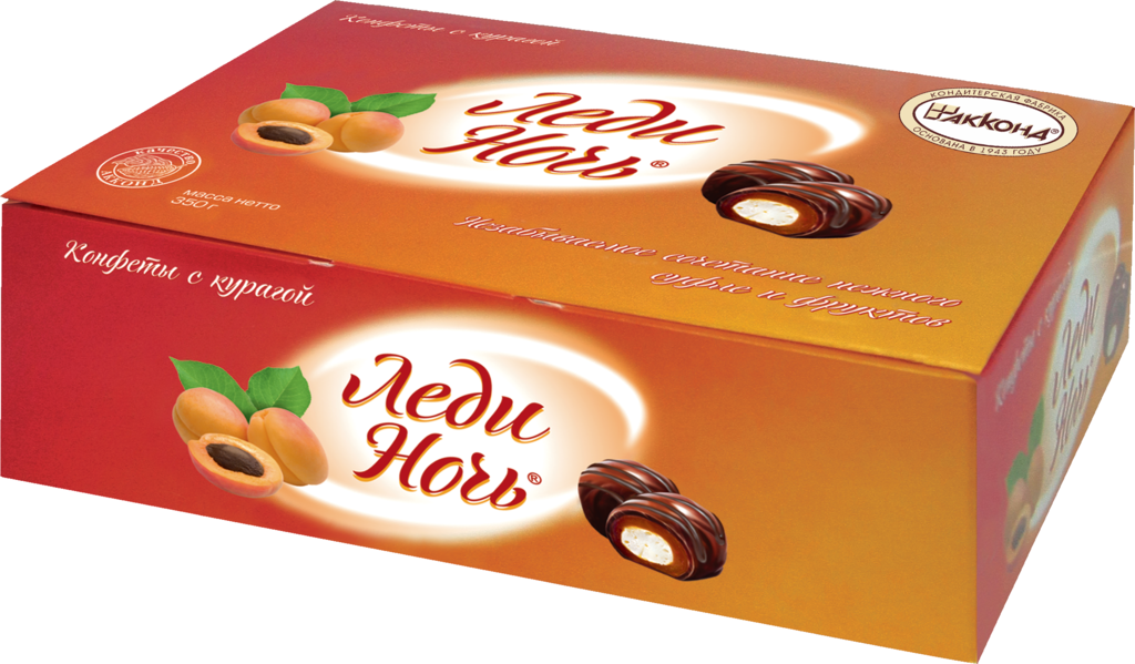 Konfektes "АККОНД" "Леди Ночь"  ar žāvētām aprikozēm