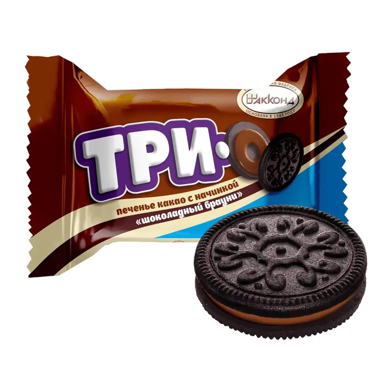 "АККОНД" "ТРИО" kakao cepumi ar šokolādes brauniju pildījumu