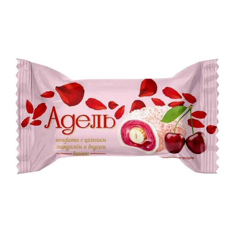 AKKOND "Adele" konfektes ar veselām mandelēm un ķiršu garšu kokosriekstu skaidiņās