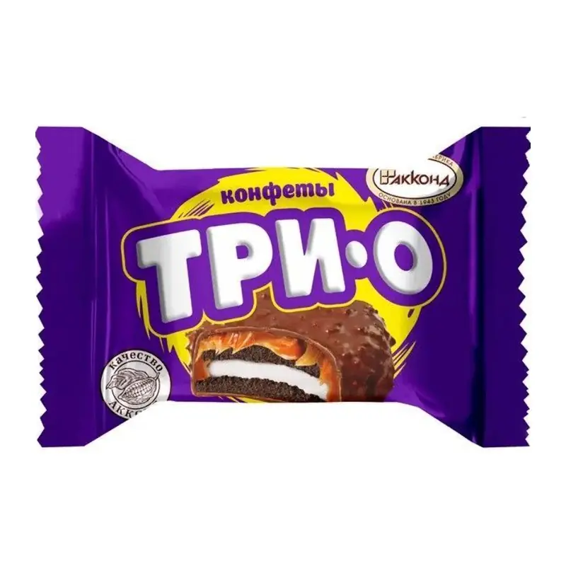 АККОНД Конфеты весовые ТРИО с печеньем, карамелью и начинкой со вкусом пломбира