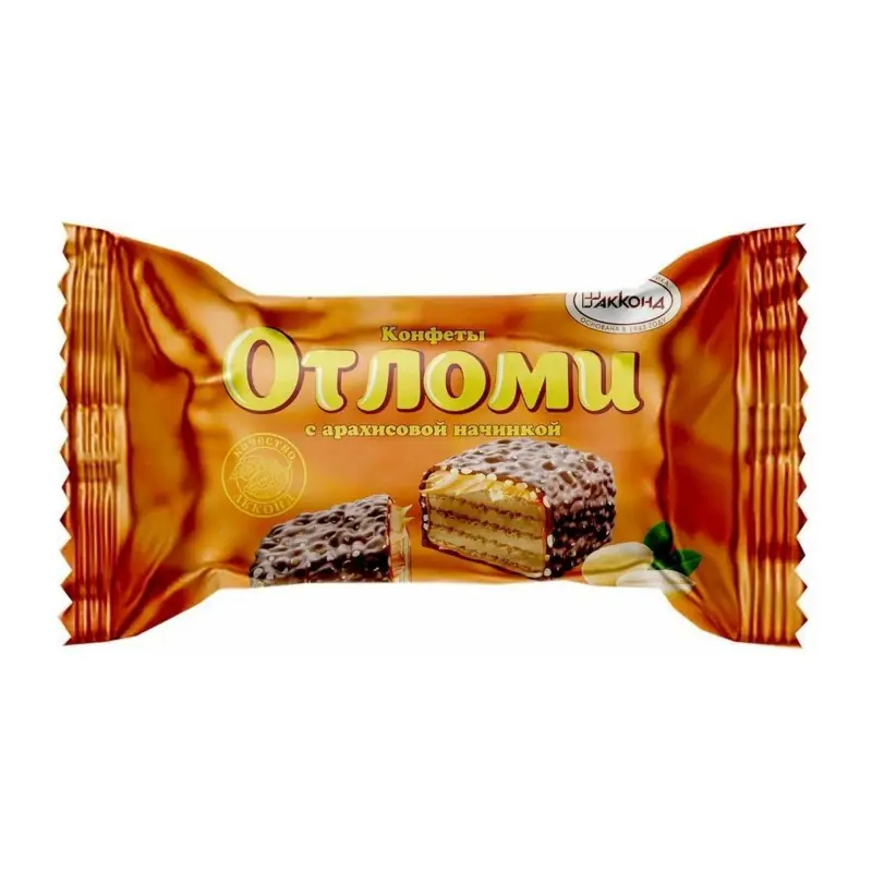 АККОНД Весовые вафельные конфеты ОТЛОМИ молочная карамель, арахисовая начинка