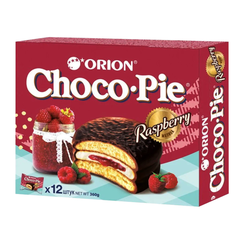Orion Choco Pie Aveņu biskvīta kūka šokolādē ar avenēm