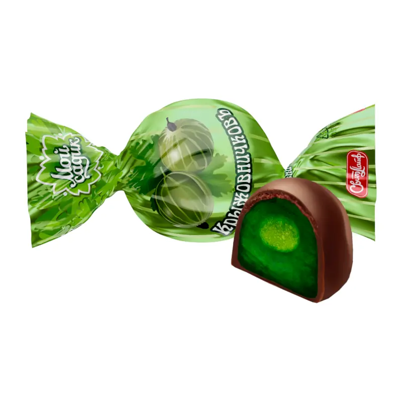 Желейная конфета в шоколадной глазури "Крыжовничковъ" с со вкусом крыжовника