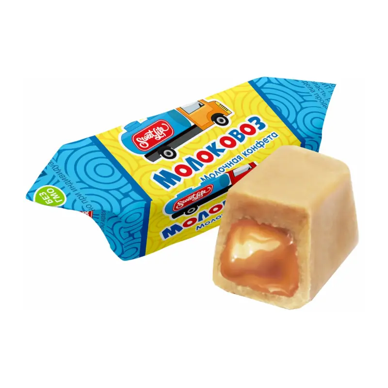 Конфеты Коровка неглазированные с молочным корпусом Молоковоз ванильный СвитЛайф