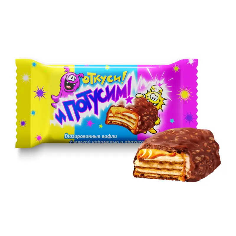"Saldā dzīve" šokolādes vafeļu konfektes "Aiziet tusēties!" ar mīkstu karameli un zemesriekstiem