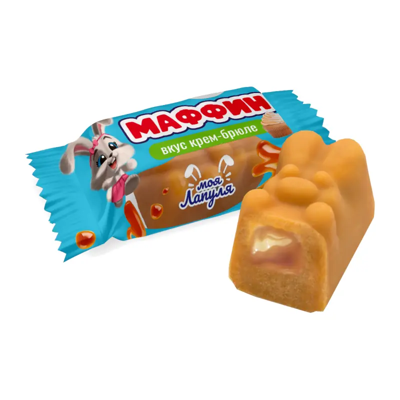 Конфеты неглазированные "Моя Лапуля" "МАФФИН" со вкусом крем-брюле в форме зайки