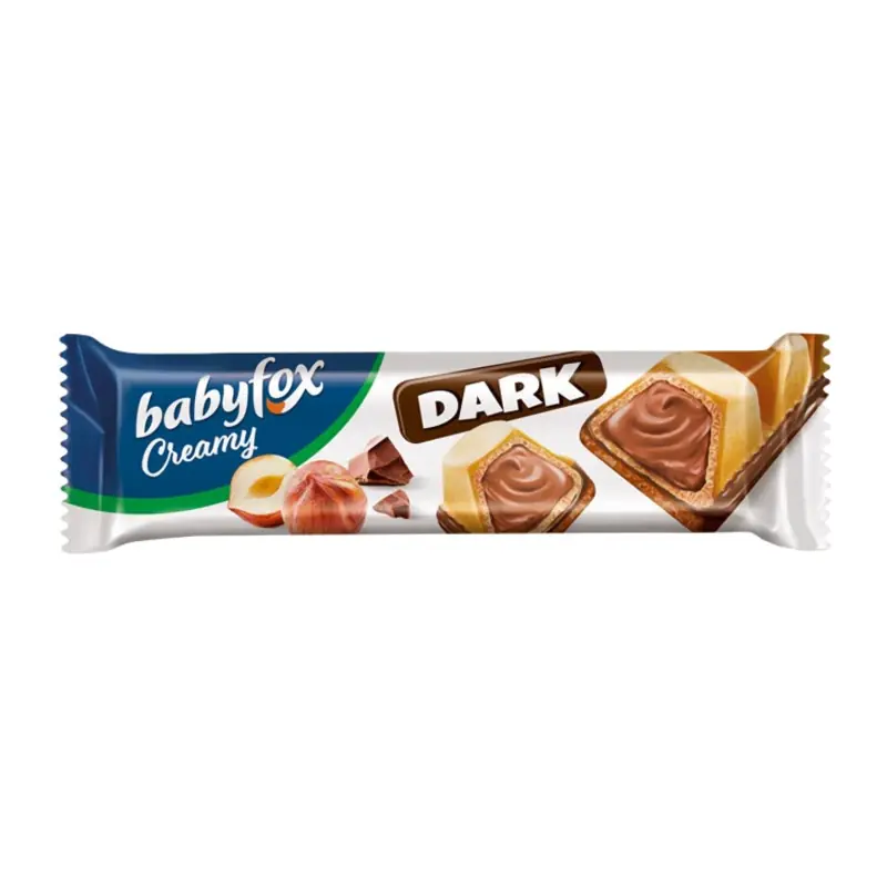 "BabyFox" vafeļu batoniņš "Creamy Dark" ar šokolādes un riekstu pildījumu