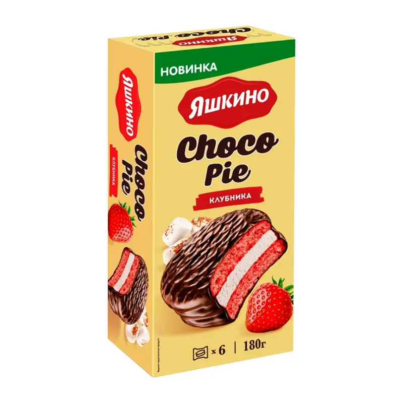 "Jaškino" sendviča cepumi "Choco Pie" zemeņu