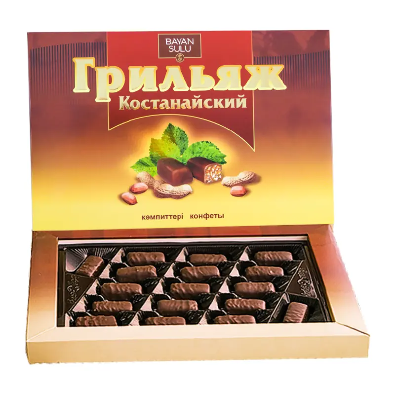 "BAYAN SULU" "Грильяж Костанайский" šokolādes konfekšu dāvanu kastītē