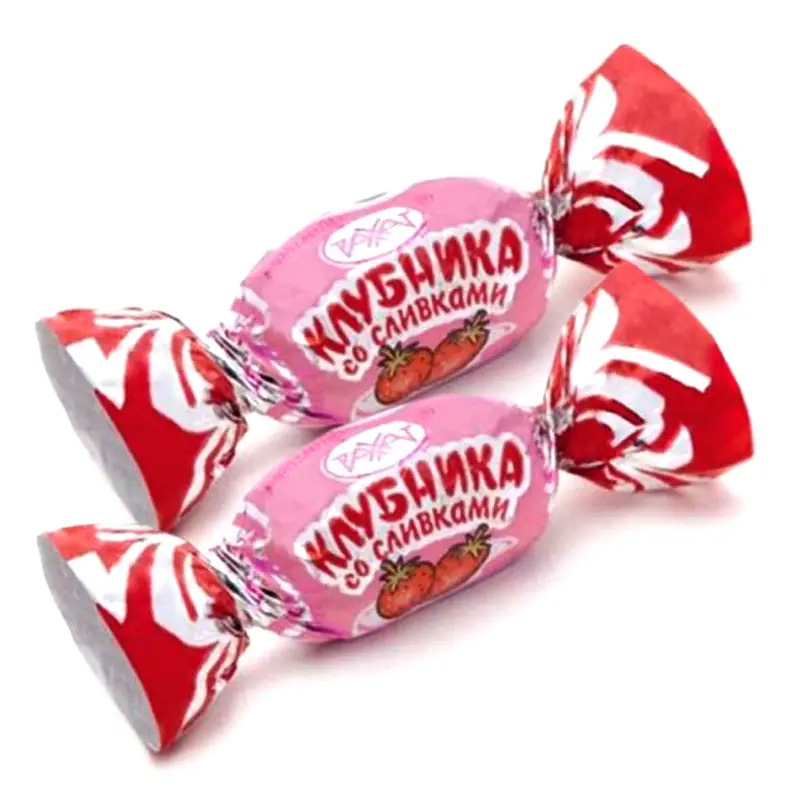 Конфеты карамель "РАХАТ" "Клубника со сливками" со вкусом клубники со сливками