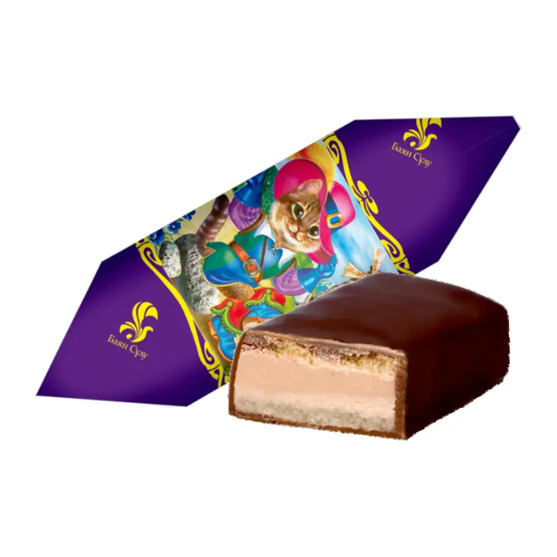 Конфеты глазированные "Bayan Sulu" "Кот в сапогах" вафельные