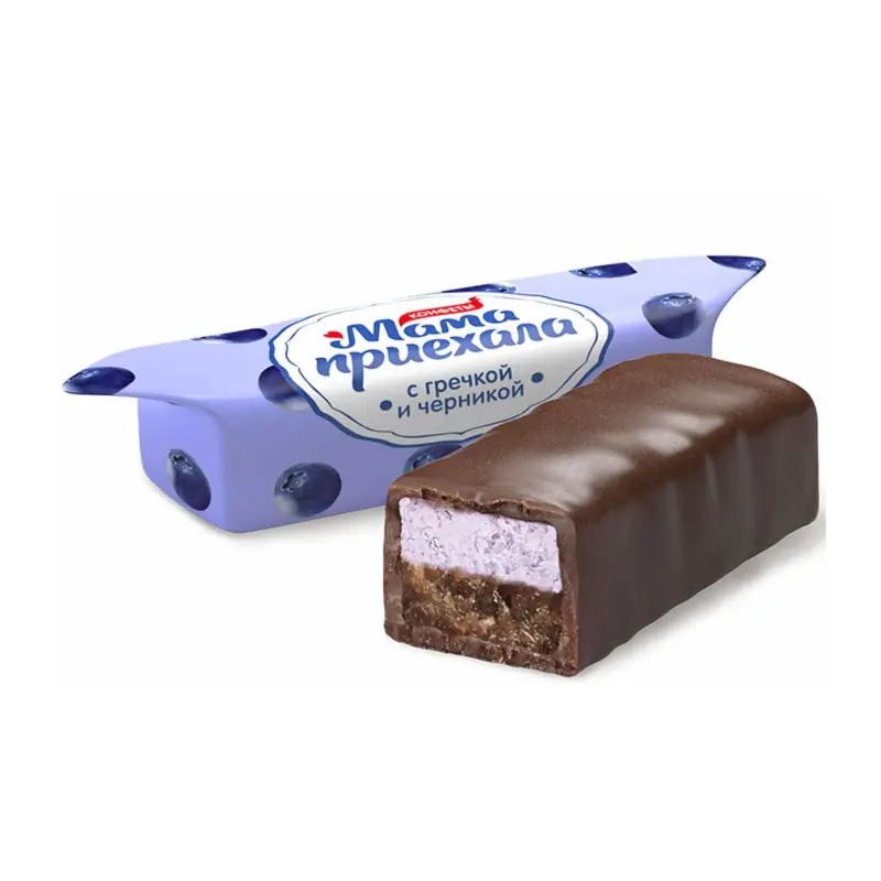 Šokolādes konfektes "Мама приехала" "Красный Октябрь" ar mellenēm un griķiem