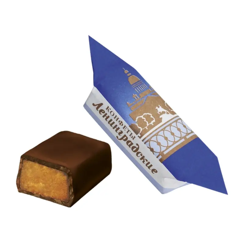 "Ленинградские" konfektes "Славянка" glazūrā ar riekstu un spirta pildījumu