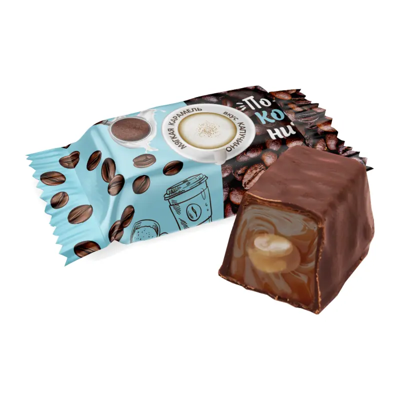 SweetLife "Iedzersim kafiju" mīkstas karameļu konfektes šokolādes glazūrā ar kapučīno garšu