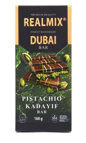 Realmix Dubai milk chocolate with pistachios and the finest, crispiest kadayif threads