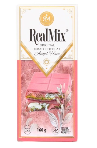 Realmix Angel Hair Pink chocolate with raspberry notes, cotton candy and pistachio cream